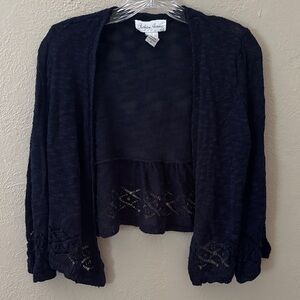 Women’s Fashion Avenue Knit Crop Open Cardigan, Navy Blue, Small